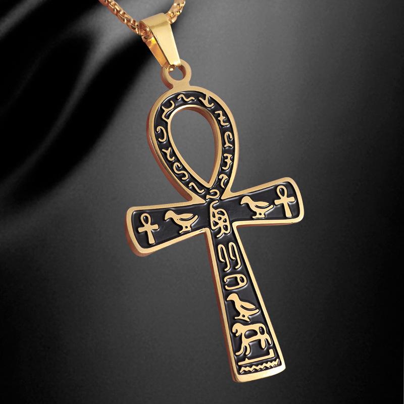 Vintage Casual Egyptian Symbol Cross Necklace 64269219TO