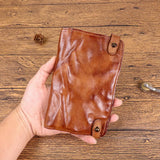 Men's Vintage Top-Grain Cowhide Hand-Rubbed Distressed Long Wallet 50831261M