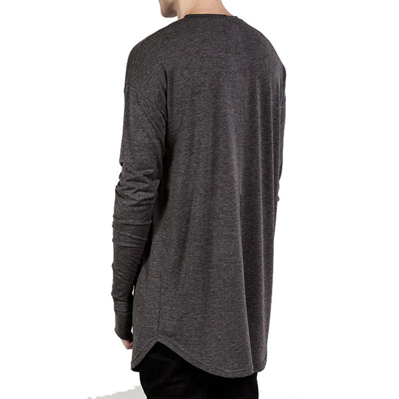 Men's Rounded Hem Long Sleeve Bottoming Shirt 74987904U