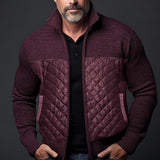 Men's Knitted Patchwork Stand Collar Zippered Plush Jacket 14091352Y