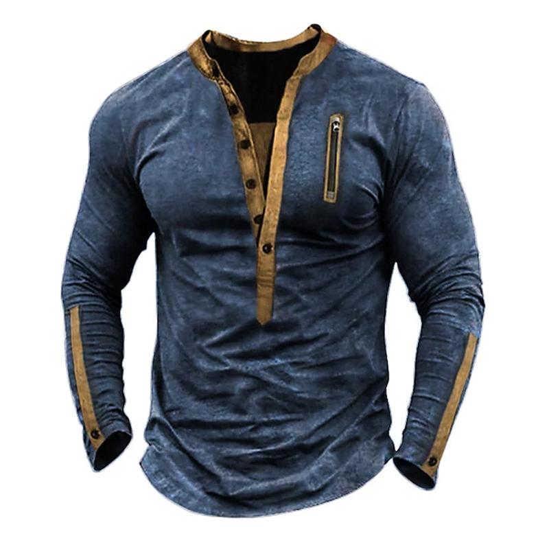 T-shirt à manches longues et col Henley tactique pour homme 55877636X