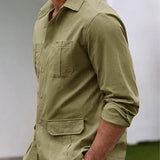Men's Vintage Linen Casual Buttoned Long Sleeve Shirt 12977102X