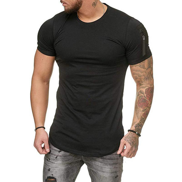 Men's Casual Arm Pocket Round Neck Short Sleeve T-shirt 63580331TO