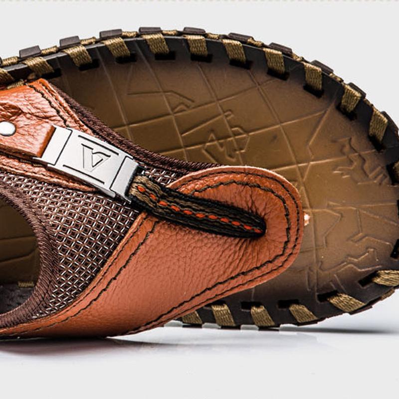 Men's Retro Outdoor Cowhide Wear-Resistant Flip-Flops 86043964M
