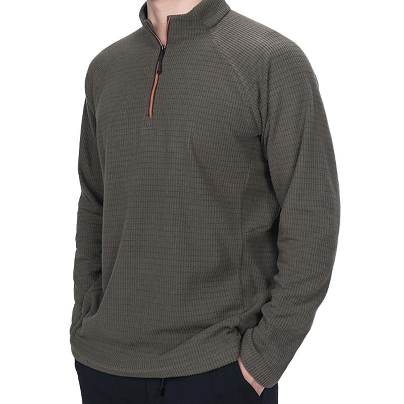 Men's Fleece Stand Collar Warm Pullover Sweatshirt 64337917U