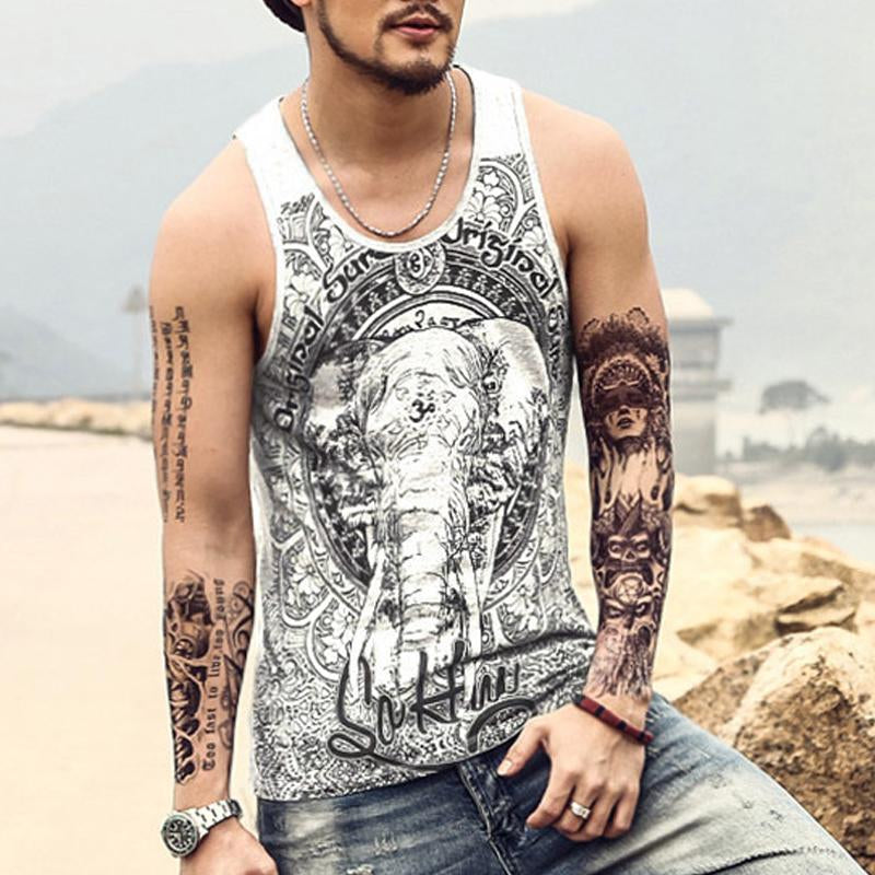 Men's Sports Letter Print Casual Round Neck Sleeveless Tank Top 21789845X