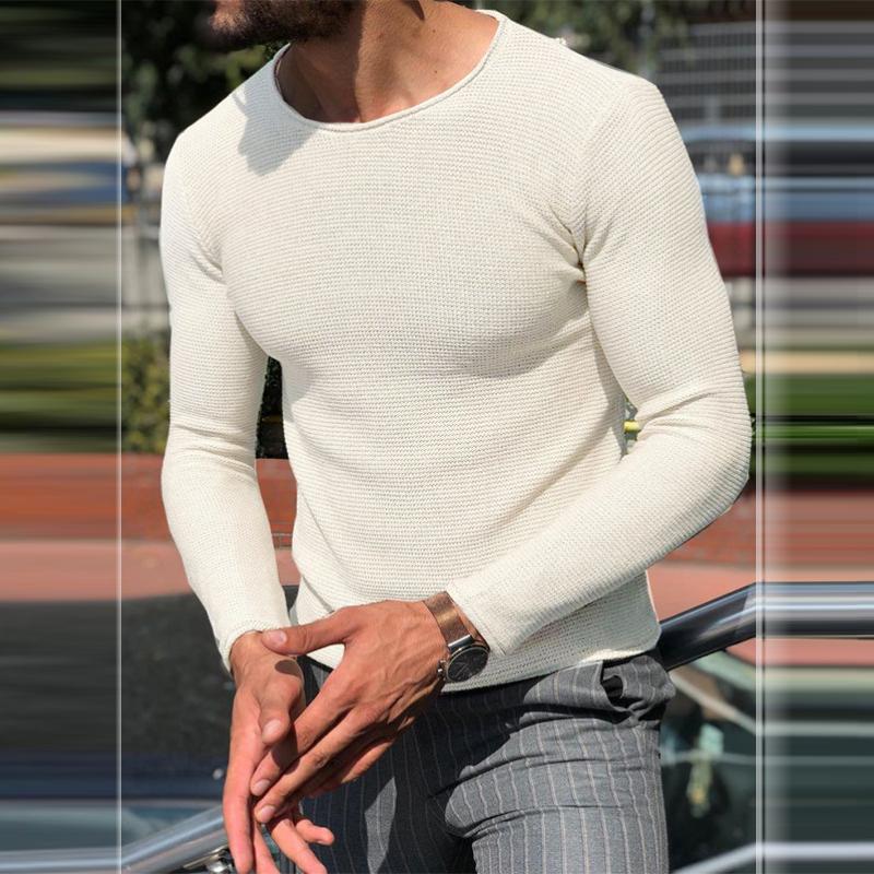 Men's Retro Casual Solid Color Crew Neck Sweater 35967262TO