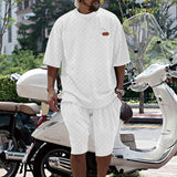 Men's Casual Checkerboard Round Neck Short-Sleeved T-Shirt Loose Shorts Set 77352811M