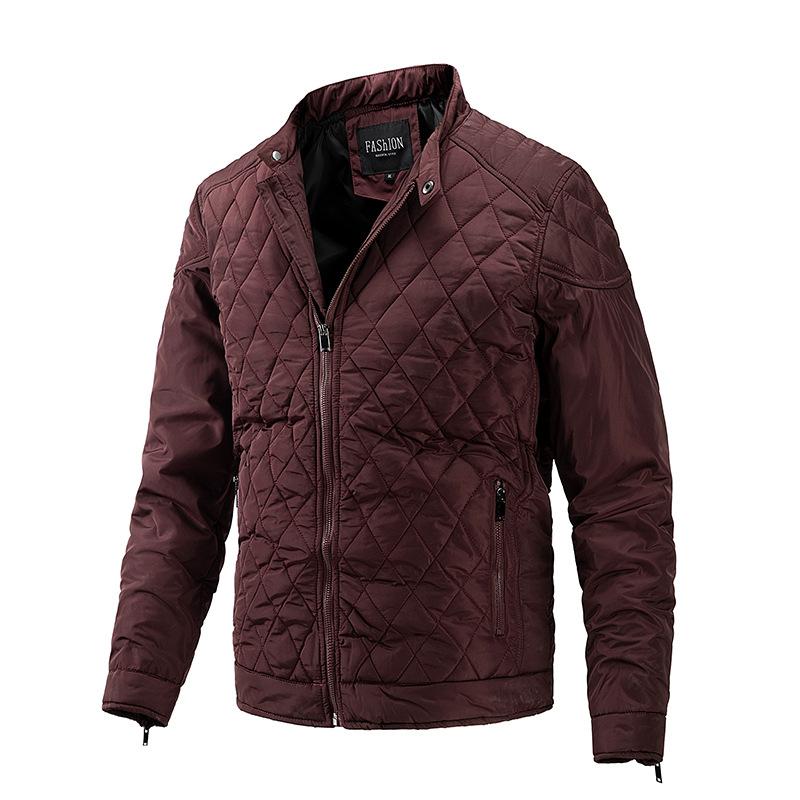 Men's Solid Quilted Padded Stand Collar Jacket 83268406Y