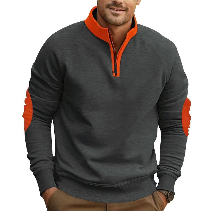 Men's Colorblock Zipper Stand Collar Long Sleeve Sweatshirt 65746116Z