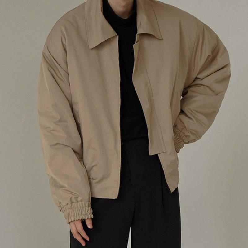 Men's Fashion Solid Color Lapel Loose Cropped Cargo Jacket 97815462M