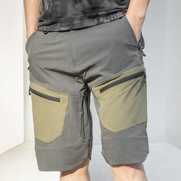 Men's Outdoor Color-Blocked Wear-Resistant Multi-pocket Breathable Cargo Shorts 67520384M