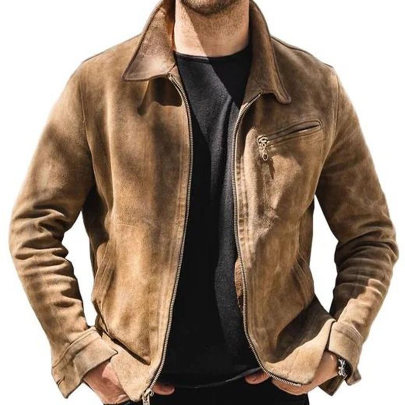 Men's Vintage Suede Lapel Jacket 82636299U