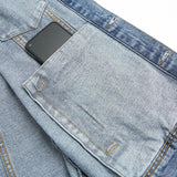 Men's Vintage Wash Lapel Single Breasted Multi Pocket Denim Vest 50562057M