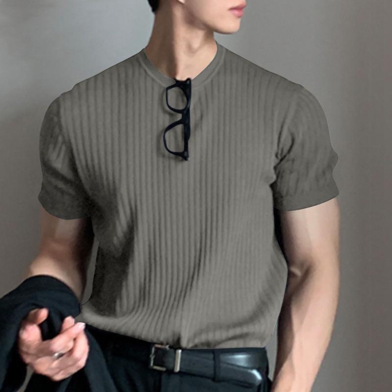 Men's Casual Stretch Loose Round Neck Short Sleeve T-Shirt 64879120M