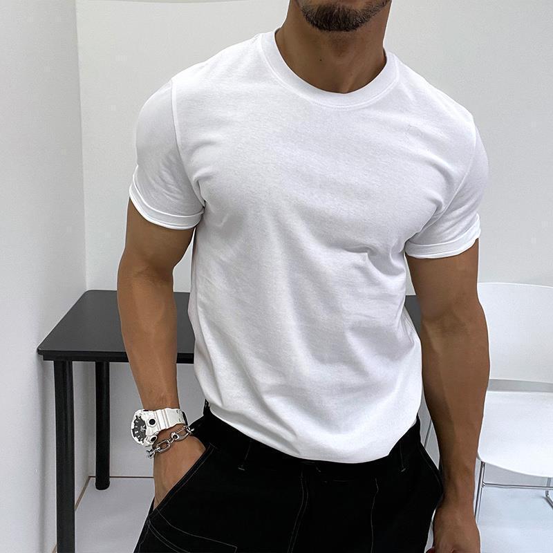Men's Solid Round Neck Short Sleeve Casual T-shirt 26846758Z