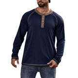 Men's Long Sleeve Crew Neck Henley Shirt 23582261X