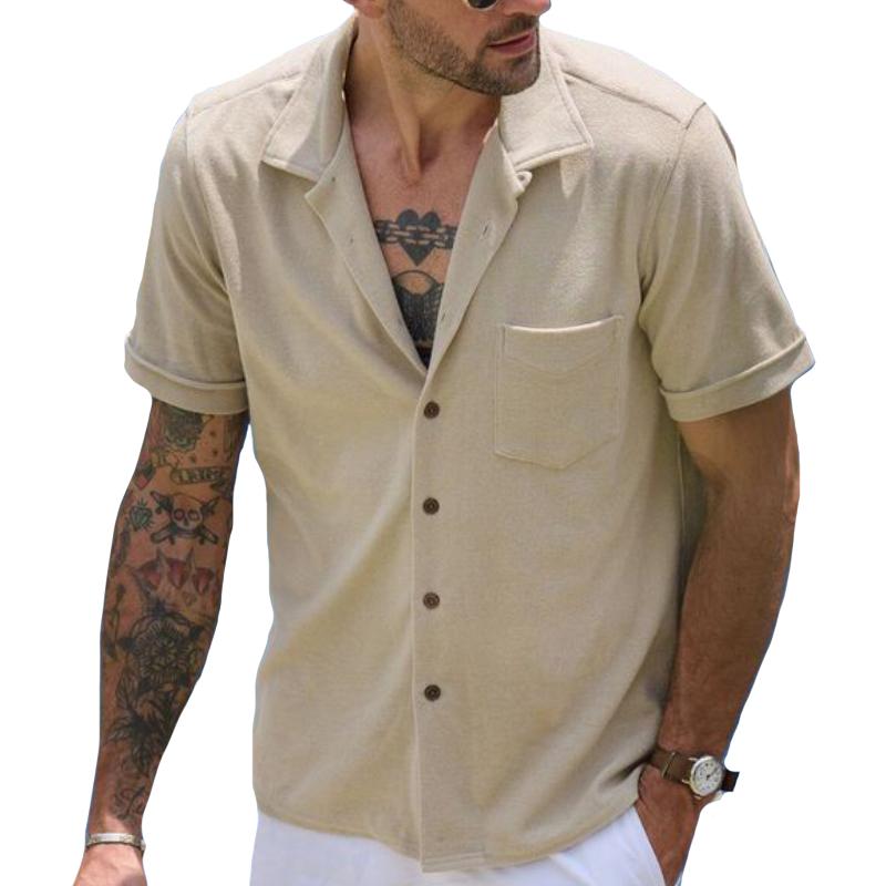 Men's Vintage Lapel Short Sleeve Shirt 34660018TO