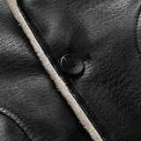 Men's Fleece-lined Thickened Lapel Single Breasted Mid-length Leather Coat 52104453Z