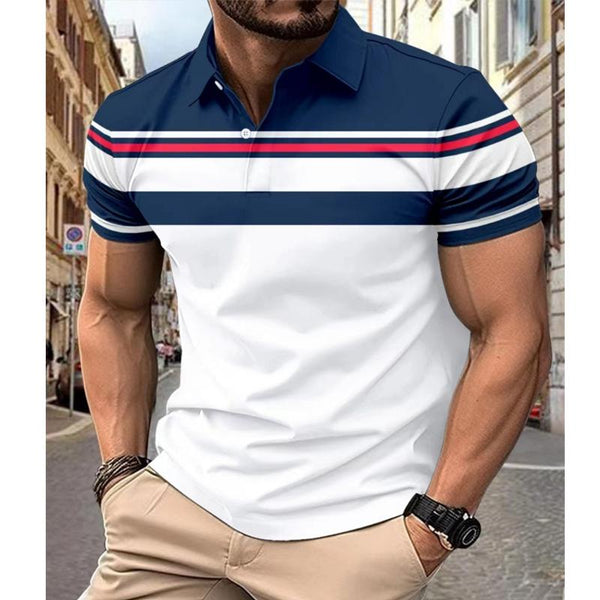 Men's Casual Color Block Short Sleeve Polo Shirt 50217633Y