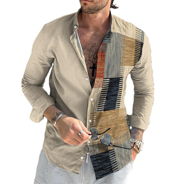 Men's Casual Ethnic Style Stand Collar Shirt 11399979TO