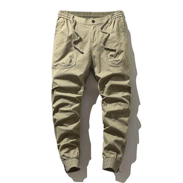 Men's Casual Cotton Loose Elastic Waist Multi Pocket Cargo Pants 14871078M
