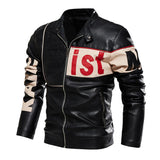 Men's Color Block Plus Velvet PU Motorcycle Leather Jacket 38422182U