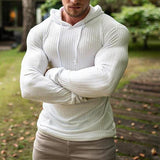 Men's Casual Solid Color Hooded Long Sleeve T-Shirt 53542652Y