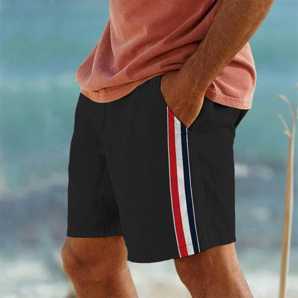 Men's Casual Striped Beach Drawstring Shorts 58246802TO