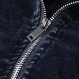 Men's Vintage Washed Distressed Stand Collar Zipper Denim Jacket 38335876M