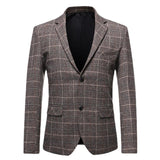 Men's Business Check Lapel Long Sleeve Blazer 68348878Y
