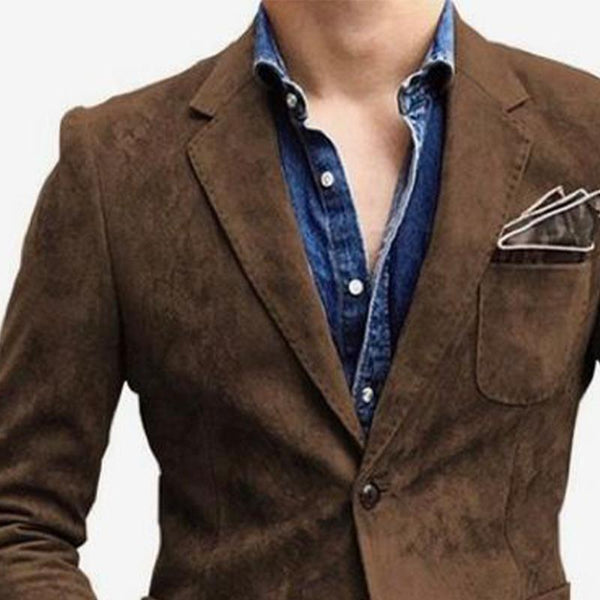 Men's Vintage Suede Solid Lapel Jacket 17812846U