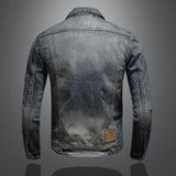 Men's Vintage Washed Slim Fit Zip-Up Denim Motorcycle Jacket 11233018M