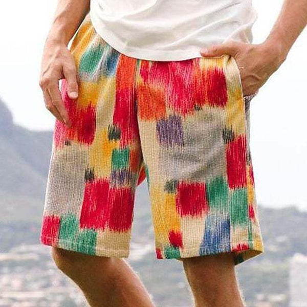 Men's Casual Colorful Check Print Drawstring Shorts 85209396Y