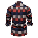 Men's Fashion Plaid Lapel Long Sleeve Shirt 61123203X