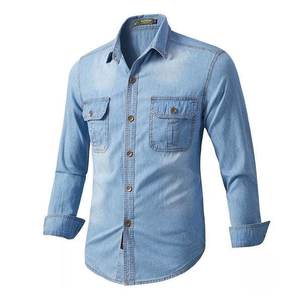 Men's Washed Denim Long Sleeve Shirt 75540031U