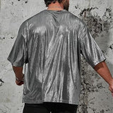 Men's Fashion Sequin Party Round Neck Short Sleeve T-Shirt 17394045X