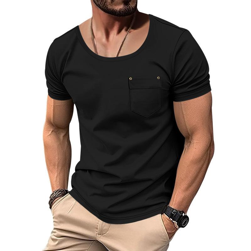 Men's Solid Color Casual Round Neck Short Sleeve T-shirt 89150456X