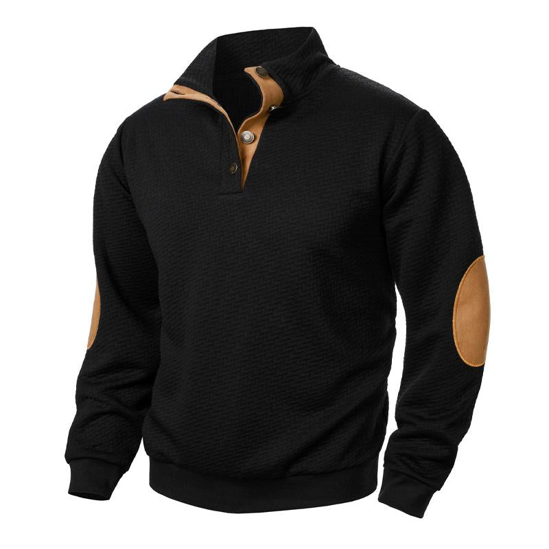 Men's Stand Collar Colorblock Casual Jacquard Sweatshirt 29854596X