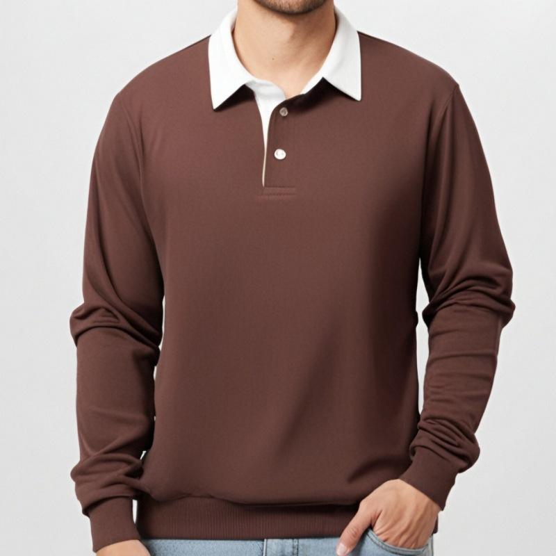 Men's Classic Casual Long Polo Neck Long Sleeve Sweatshirt 42878235K