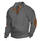 Men's Outdoor Stand Collar Long Sleeve Jacquard Knitted Pullover Sweatshirt 84101852X