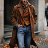 Men's Vintage Solid Single Breasted Suede Coat 72719049X