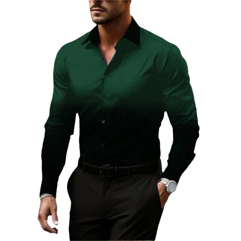 Camisa de manga larga suelta con botones y solapas degradadas para hombre 28602919X