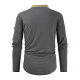 Men's Color Block Zip Henley Neck Long Sleeve T-Shirt 45075314Y