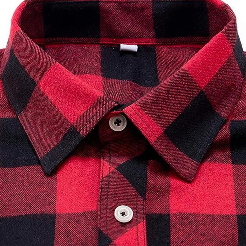 Men's Vintage Plaid Casual Long Sleeve Lapel Shirt 01805969X