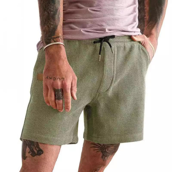 Men's Waffle Solid Color Athletic Shorts 49136274X