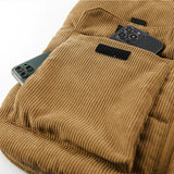 Men's Casual Solid Color Corduroy Warm Fleece Multi-Pocket Vest 62955730Y