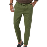 Men's Solid Color Drawstring Elastic Waist Straight Trousers 06224392Z