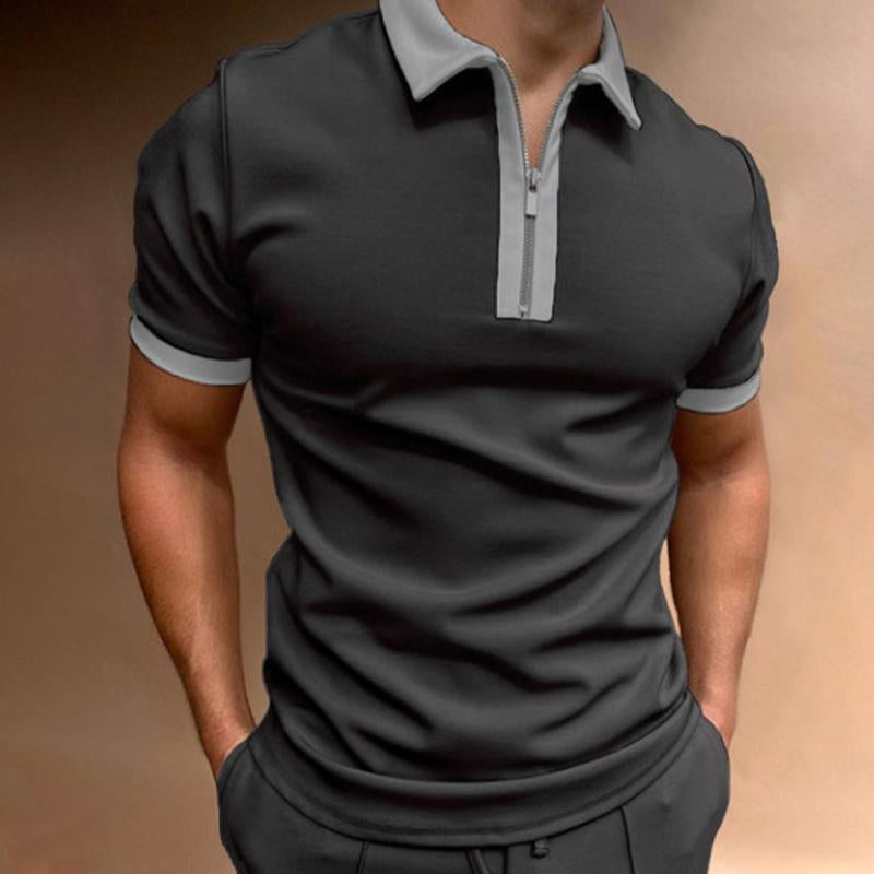 Men's Slim Fit Zip-up Lapel Polo Shirt 74130620U