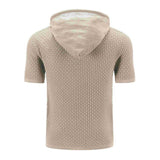 Men's Casual Knit Slim Fit Short Sleeve Hoodie 78659696M